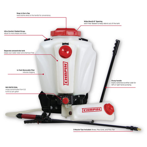 Chapin 63950 4 Gal Backpack Sprayers Mix on Exit Separate Water and Chemical Tan
