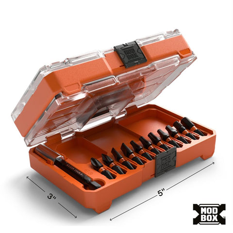 Klein Tools 33801S Impact Driver Bit Set, 12-Piece, S2 Steel, MODbox Compatible Storage Case, Magnetic Holder, Professional Driver Bits