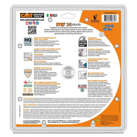 CMT 251.042.10 ITK XTreme General Purpose Saw Blade, 10-Inch x 40 Teeth ATB