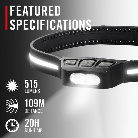 Coast 31036 LHS500R LED Headlamp 500 Lumen Waterproof Recharge 4 Modes Safety