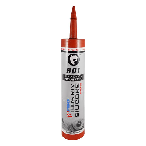 Red Devil 08090I RD PRO 100% Heat Resistant RTV Silicone Sealant, A Water-Proof and Weatherproof Adhesive For High-Heat Use, 10.1 oz. Tube, Red, 1-Pack