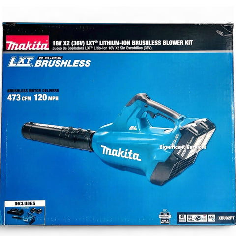 New Makita XBU02PT 18V X2 LXT (36V) Brushless Cordless Li-ion 5.0 Ah Blower Kit