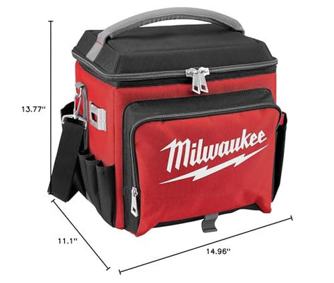 Milwaukee 48-22-8250 Sided Jobsite Cooler, Polyester, 11.1" x 13.77" x 14.96", 3 Pockets