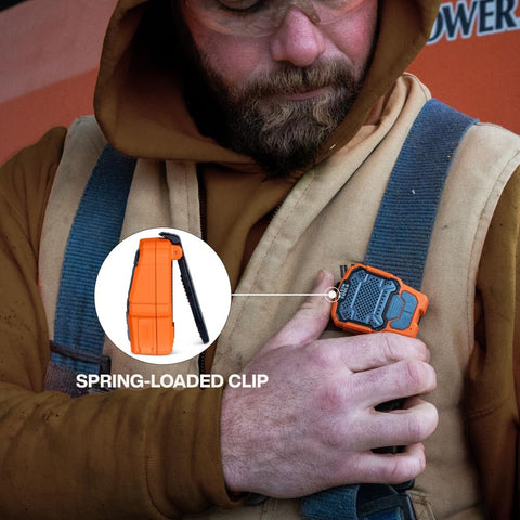 KLEIN TOOLS AEPWS1 Wearable Bluetooth Speaker, Built-in Mic for Hands-Free Music and Calls, Portable, Waterproof IP67, Magnetic and Clip-On Jobsite Mini Speaker