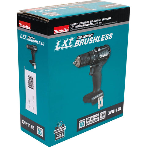 Makita XPH11ZB 18V LXT Lithium-Ion Sub-Compact Brushless Cordless 1/2" Hammer Driver-Drill, Tool Only
