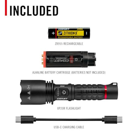 Coast 31208 XP20R LED Flashlight 4000 Lumen USB-C Rechargeable Slide Focus 5 Modes