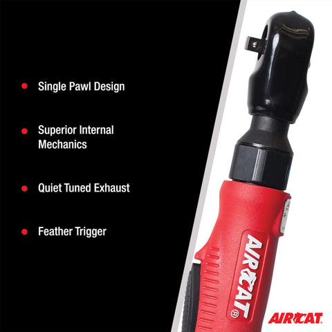 AIRCAT 800 1/4-Inch Pneumatic Composite Ratchet 320 RPM 35 ft-lbs Max Torque