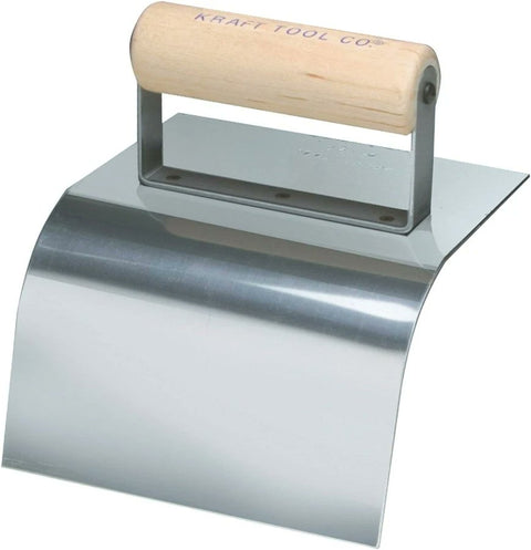 Kraft Tool CF197 Concrete Curb Edger 6 x 5 in, 1-1/2 in Radius, Wood Handle