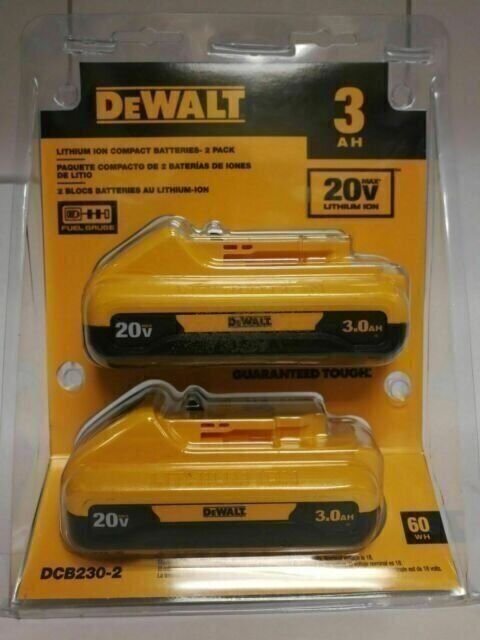 DeWALT DCB230-2 20V MAX Compact Li-Ion 3.0 Ah Battery 2 Packs