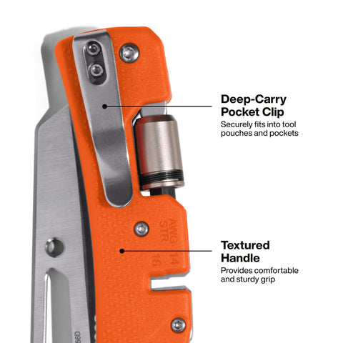 Klein Tools 44056D Electrician's Pocket Knife with Driver, Sheepsfoot Blade, Wire-Stripping Notch, Removable 1/4-Inch Slotted and #2 Phillips Bit, 90 and 180-Degree Driver Locking Positions