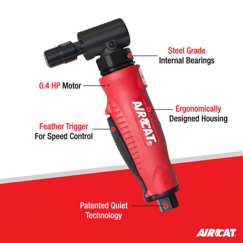 AIRCAT 6255 .4 HP Composite Right Angle Pneumatic Die Grinder, 18,000 RPM
