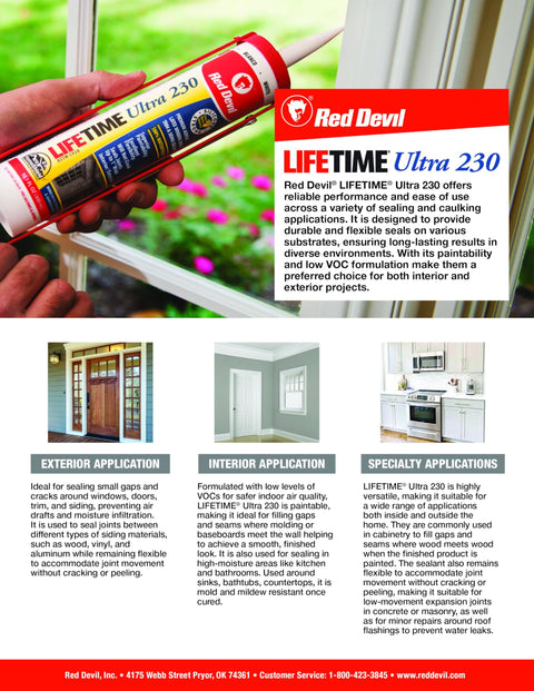 Red Devil 0775 Lifetime Ultra Premium Elastomeric Acrylic Latex Sealant, 5.5...