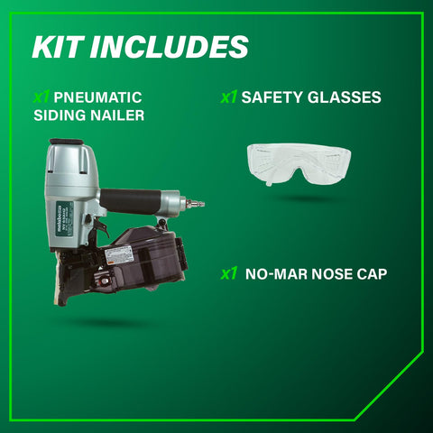 Metabo HPT NV65AH2 Pneumatic Coil Siding Nailer for Plastic Collated Nails