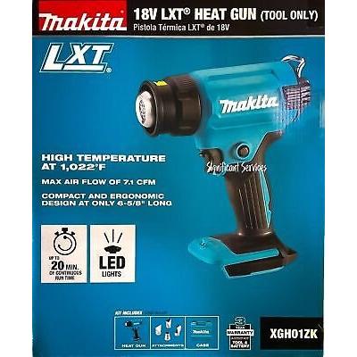 Makita XGH01ZK 18V LXT Li-Ion Cordless Battery Heat Gun 4 Attachments