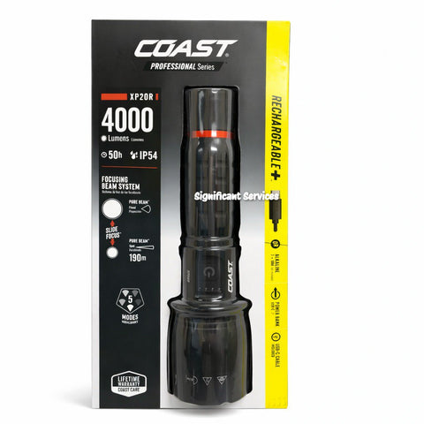 Coast 31208 XP20R LED Flashlight 4000 Lumen USB-C Rechargeable Slide Focus 5 Modes