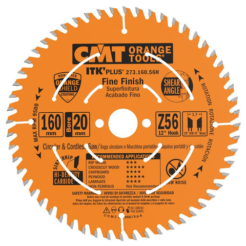 CMT Orange Tools 273.160.56H ITK Plus FINE Finish Saw Blade HW...