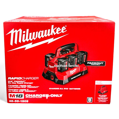 Milwaukee 48-59-1809 M18 18V Li-Ion Packout 6 Port Bay Rapid Battery Charger