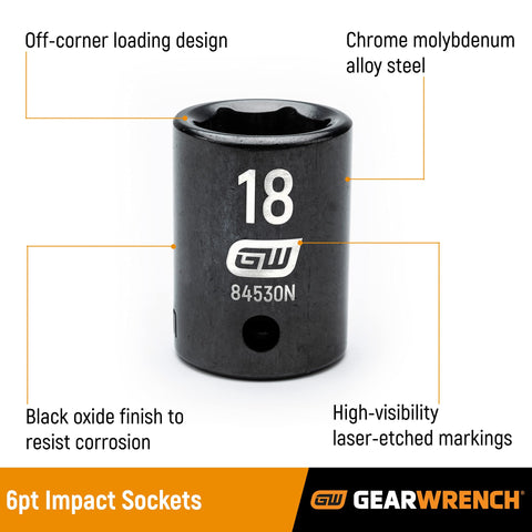 GEARWRENCH 84909 14 Pc. 1/4" Drive 6 Pt. Deep Impact Socket Set