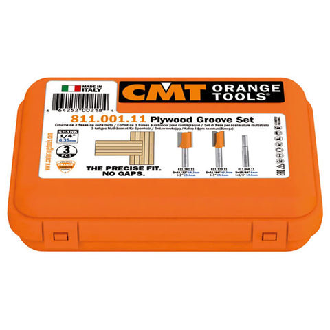 CMT 811.501.11 3-Piece Plywood Groove 1/2-Inch Shank Router Bit Set