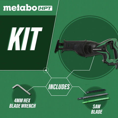 Metabo HPT 18V Cordless Reciprocating Saw | Tool Only | No Battery | Adjustable Front Shoe | Tool-LESS Blade Change System | Lifetime Tool Warranty | CR18DSLQ4