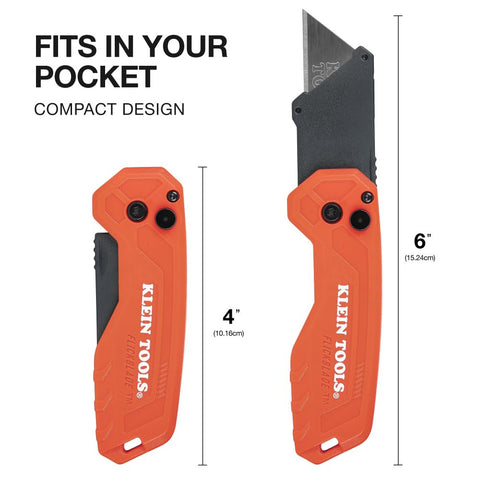 Klein Tools 44307 FlickBlade Utility Knife Quick-Change Grounded Carbon Steel