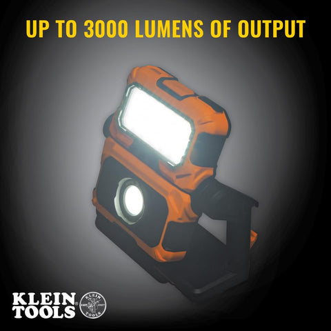 KLEIN TOOLS 56417 Rechargeable LED Work Light, 3000-Lumens, Portable Magnetic Work Light with 6 Modes, 360-Degree Rotation, Compatible with MODbox Rail System