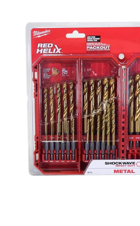 Milwaukee 48-89-4672 SHOCKWAVE 29PC Impact Duty RED HELIX Titanium Drill Bit Set