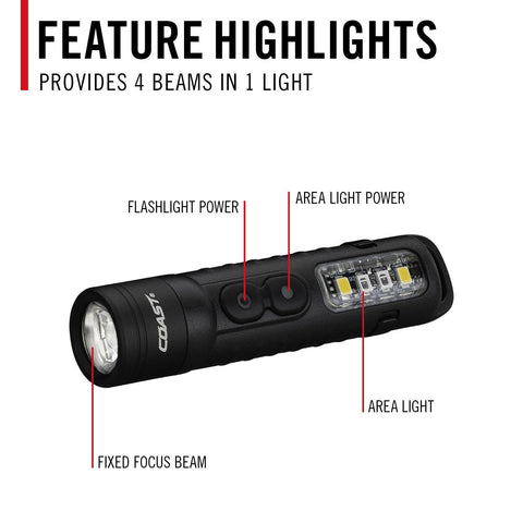Coast KL30R 500 Lumen Rechargeable LED Pocket Flashlight with UV Light