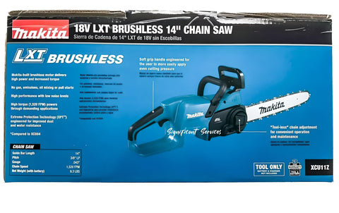 NEW IN BOX Makita Chain Saw XCU11Z 14" 18V Cordless Brushless LXT 18 Volt