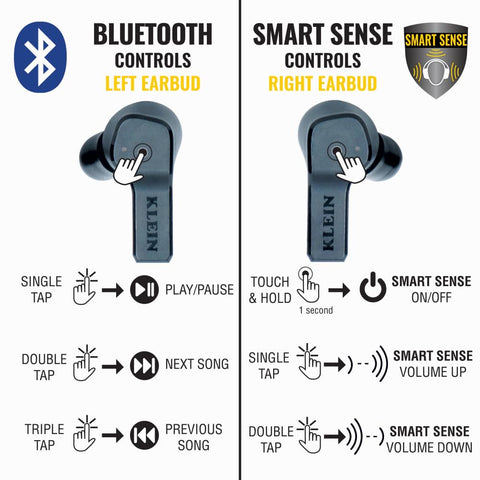 Klein AESEB1S Smart Sense Bluetooth Safety Earbuds 26dB Hearing Protection 30-HR