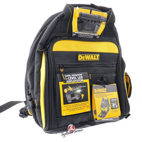 DeWalt DGL523 PRO 57 Pocket LED Light Lighted Padded Backpack Tool Carrier Bag