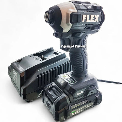 Flex FX1371A 24V Brushless Cordless 1/4" Impact Driver 2.5 Battery Charger Kit