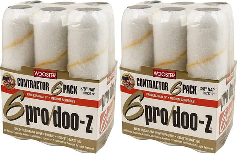 Wooster Brush RR727-9 Pro/Doo-Z Nap Paint Rollers, 3/8-Inch, 12 Pack