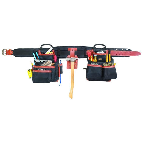 CLC Custom LeatherCraft 51452 4 Piece Top Of The Line Pro Framer's Tool Belt, Black,brown, 29"–46"