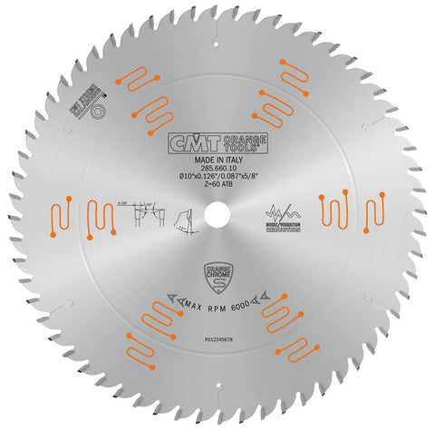 CMT 285.660.10 Orange Chrome Heavy-Duty Crosscut Blade 10" x T60 ATB