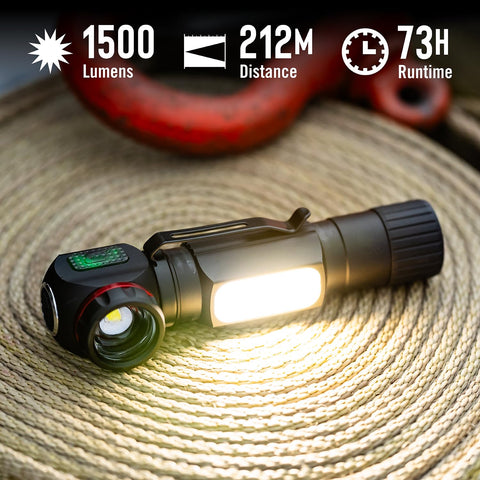 Coast TXM55R Rechargeable LED Headlamp 1500 Lumen Twist Focus Center Light IP54