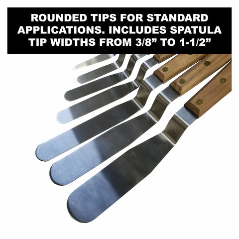 Albion Engineering 1258-G01 7-Piece Classic Offset Caulk Tooling Spatula Set
