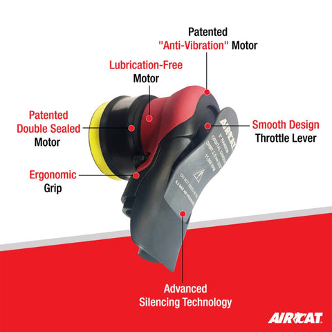 AIRCAT 6700-3-336 Orbital Palm Sander/Polisher 11,000 RPM Non-Vacuum Pneumatic