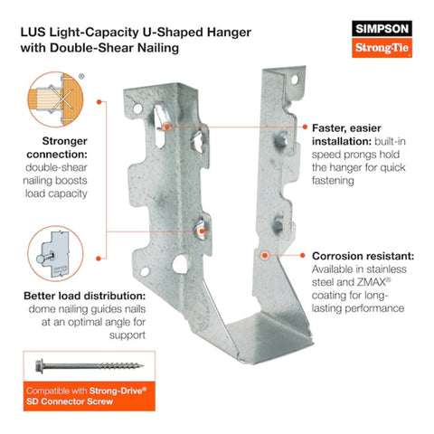 Simpson Strong-Tie LUS210Z Joist Hanger 2x10 G185 Galvanized Steel 25-Pack