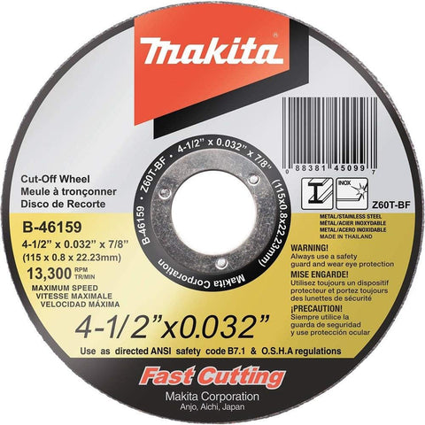 Makita B-46159-25 Cut-Off Wheel 4-1/2 in x 0.032 in x 7/8 in Ultra Thin Stainless 25-Pack