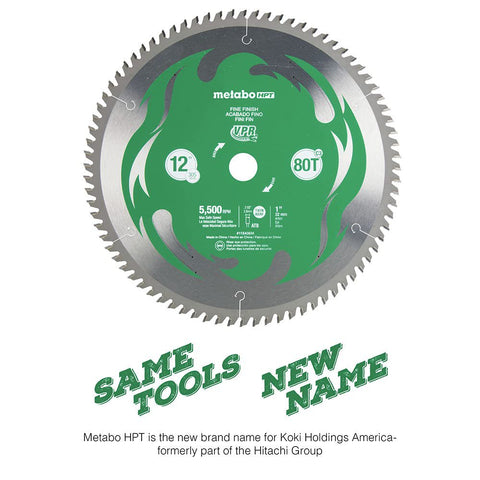 Metabo HPT 12-Inch Miter Saw Blade | 80T | Fine Finish | 1-Inch Arbor | Thin Kerf | 5500 Max RPM | 115436M