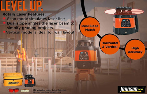 Johnson Level 40-6526 Electronic Self-Leveling Horizontal Vertical Rotary Laser