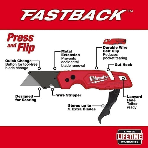 MILWAUKEE'S Folding Utility Knife,6-7/8" L (48221502)