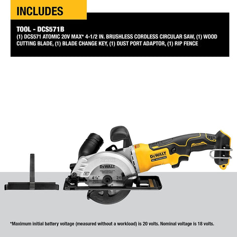 DEWALT DCS571B ATOMIC 20V MAX 4-1/2" Li-Ion Brushless Cordless Circular Saw New