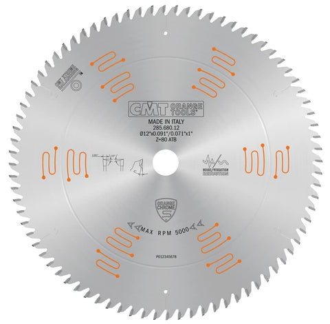 CMT 285.680.12 ORANGE CHROME FINE FINISH BLADE 12" x T80 ATB