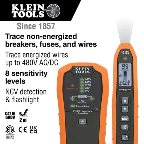 Klein Tools ET450 Underground Circuit Breaker Fuses Finder & Wire Tracer Kit