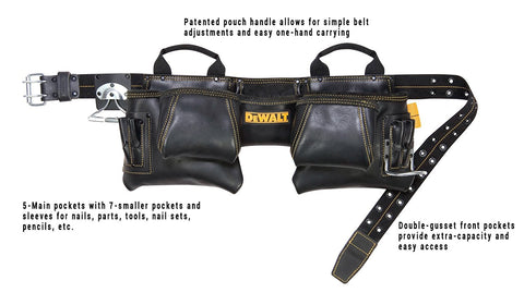 DEWALT DG5472 Carpenter's Top Grain Leather Apron, 12 Pocket