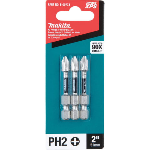 Makita E-00773 Impact XPS™ #2 Phillips 2" Power Bit, 3/pk