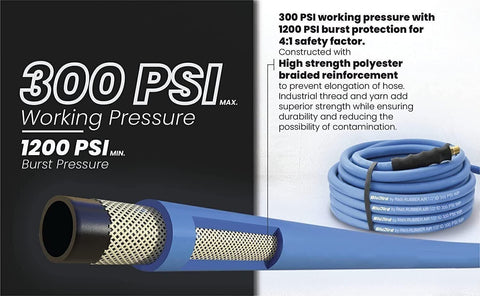 BLUBIRD BB1250 1/2" x 50' Rubber Air Hose 100% Rubber Light Strong Flexible
