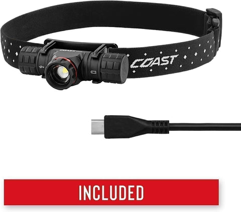 Coast XPH30R 1000 Lumen USB-C Rechargeable Dual Power Headlamp with Twist...
